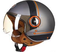 WZGGTEAM Vintage Open Face Helmet, Motorcycle Half Helmet DOT/ECE Approved, Motorbike Crash Helmet with Sun Visor, Retro Motorcycle Helmet for Men Women