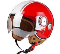WZGGTEAM Vintage Open Face Helmet, Motorcycle Half Helmet DOT/ECE Approved, Motorbike Crash Helmet with Sun Visor, Retro Motorcycle Helmet for Men Women