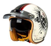 WZGGTEAM Vintage Open Face Motorbike Helmet, German Style Jet Helmet with Sun Visor, ECE/DOT Approved, Adult Unisex, Men Women, Road Legal, Retro 3/4 Open Face Design