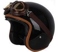 WZGGTEAM Vintage Style 3/4 Open Face Motorcycle Helmet with Sun Visor, ECE/DOT Approved Retro Jet Helmet for Men and Women, Compatible with Scooter, Cruiser, Moped Motorbike Helmet