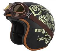 WZGGTEAM Vintage Style 3/4 Open Face Motorcycle Helmet with Sun Visor, ECE/DOT Approved Retro Jet Helmet for Men and Women, Compatible with Scooter, Cruiser, Moped Motorbike Helmet