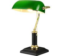 Wzglod Bankers Lamp Traditional Style Banker's Desk Lamp with Green Glass Shade Office Reading Lamp