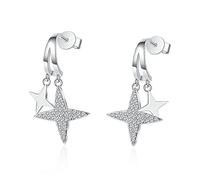 WZGWDC 0.44 Carat D Color Moissanite Drop Earrings for Women S925 Sterling Silver Stars Dangle Earrings for Wedding Engagement Valentine's Day Birthday Gift