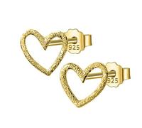 WZGWDC 925 Sterling Silver Jewelry Women Fashion Cute Tiny Small Heart Stud Earrings Love Gift For Girls Lady