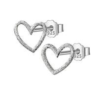WZGWDC 925 Sterling Silver Jewelry Women Fashion Cute Tiny Small Heart Stud Earrings Love Gift For Girls Lady