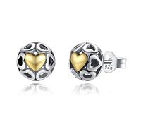 WZGWDC 925 Sterling Silver My One True Love Stud Earrings For Women Openwork Heart Earrings Fine Jewelry