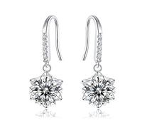 WZGWDC Dangle Drop Earrings for Women 0.5 to 1 Carat D Color Moissanite Earrings S925 Sterling Silver Snowflake Dangle Earrings for Women Birthday Gift with Certificate