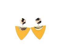 WZGWDC Drop Earrings Triangle Wooden Gold Color Hexagon Acetic Acid Stud Jewelry Women B/A