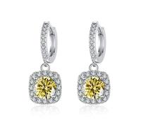 WZGWDC Moissanite Drop Earrings for Women, 1 Carat D Color Pink/Blue/Green Diamond Earrings, S925 Sterling Silver Dangle Earrings for Wedding Valentine's Day Birthday Gift with Certificate