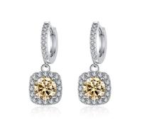 WZGWDC Moissanite Drop Earrings for Women, 1 Carat D Color Pink/Blue/Green Diamond Earrings, S925 Sterling Silver Dangle Earrings for Wedding Valentine's Day Birthday Gift with Certificate