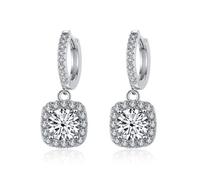 WZGWDC Moissanite Drop Earrings for Women, 1 Carat D Color Pink/Blue/Green Diamond Earrings, S925 Sterling Silver Dangle Earrings for Wedding Valentine's Day Birthday Gift with Certificate