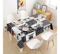 WZhaoJieW Table Cloth Cute Highland Cow Black Grey Brown Rectangular Square Tablecloth 137x183cm Polyester Plaid Patchwork Animal Rustic Farm Animals Table Cover Machine Washable Indoor Outdoor