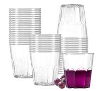 WZHHDM 50PCS 200ml Acrylic Plastic Tumblers, Reusable Clear Plastic Cups, Reusable Acrylic Tumblers Unbreakable Drinking Party Glasses for Juice Whiskey Wine BBQ Picnic(Transparent)