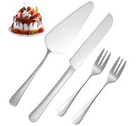WZHHDM Cake Knife and Server Set, 4pcs Wedding Cake Knife and Server Set, Silvery and Cutting Silvery Include Stainless Steel Cutter for Wedding Christmas