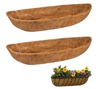 WZHHDM Hanging Basket Liner, 2 Set Manger Coco Fiber Liner, 24 Inch Wall Mounted Coco Liner Trough for Plant Flower Growth, Garden Porch Balcony Planter Wall Basket Liner Replacement