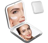 WZHHDM Mirror Compact, 15x Small Compact Magnifying Mirror, White Handbag Compacts Travel Makeup for Purse Handbag Pocket