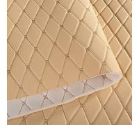 WZHJLDA Diamond Quilted Faux Leather Vinyl fabric Foam Backed 138x100cm by meter Foam Backed for Upholstery Sofa car seat Cover DIY Crafts Automotive Headliner Decorations(Color:3 beige)