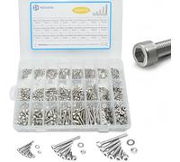 WZHUIDA 1080Pcs M2 M3 M4 Metric Screw Assortment, Hex Socket Head Cap Screws Bolts and Nuts Kit, 304 Stainless Steel Nut and Bolt Set with 3 Hex Wrenches