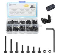 WZHUIDA 660 Piece M2 Screws Set, Black Metric Cylinder Head Screws, Hexagon Socket Screws, Nuts and Washers Assortment Set, Thread Machines, Hex Screws