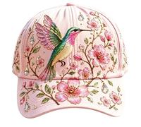 wzhurui Garden Morning Baseball Cap, Elegant Hummingbird Garden Flower Morning Baseball Cap, Adjustable Breathable Garden Hat (Hummingbird-1)