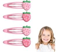 Wziys 2 Pairs Strawberry Hair Clips Girls Cute Fruit Hair Barrettes Kawaii Fringe Hairclips Y2K Strawberry Hair Accessories (Pink)