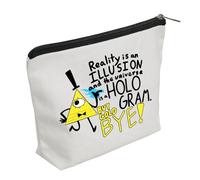 WZJHCL Bill Cipher Makeup Pouch Cartoon Cosmetic Kit Bag Book Of Bill Survival Kit Mystery Shack Storage Pouch Bag, Bye, Fashion