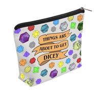 WZJHCL D20 RPG DND Makeup Pouch Things Are About To Get Dicey Cosmetic Kit Bag DD D20 Dice Storage Pouch Bag (Dicey)