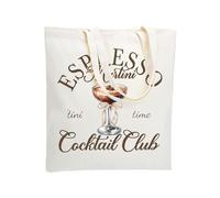 WZJHCL Espresso Martini Cocktail Club Tote Bag Tini Time Shopping Bag Cocktail Enthusiasts Handbag Bachelorette Party Gift, Cocktail Club Tote, L