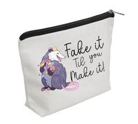 WZJHCL Fake it Til You Make It Makeup Pouch Possum Storage Pouch Bag Opossum Lover Gift Possum Mama Storag Pouch Bag, Fake It, Fashion