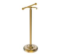 WZKALY Toilet Paper Holder Stand, Brushed Brass Toilet Paper Holder Free Standing, Post Pivoting Design & Stable Weighted Base SUS304 Stainless Steel for Bathroom(Mega Roll)