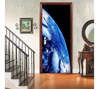 WZKED Wallpaper Door Sticker Space Planet Landscape 77X200Cm Diy Self-Adhesive Removable Door Mural 3D Paste Photo Wall Mural Interior Doors Bedroom Living Room Bathroom Toilet