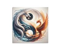 WZKTCL Neon Dragon Poster Yin Yang Dragon Phoenix Poster Decorative Painting Canvas Wall Posters And Art Picture Print Modern Family Bedroom Decor Posters 16x16inch(40x40cm)