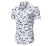 WZL Men Hawaii Shirt Print Short Sleeve Tops Slim Fit Beach Shirt Vintage Men Summer Shirt Lapels Button Placket Casual Shirts Sea Holiday Men Outdoor Shirt A-White M