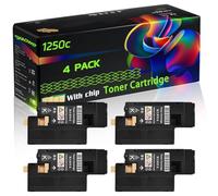 WZLAD 1250c Compatible for Dell Toner Cartridge with Chip 1250c 1350cnw 1355cn 1355cnw C1760nw C1765nf Printers (4 Pack Black)