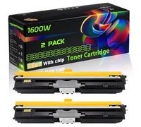 WZLAD 1600W Compatible for Konica Minolta Toner Cartridge with Chip Magicolor 1600W 1650 1680MF Printers (2 Pack Black)