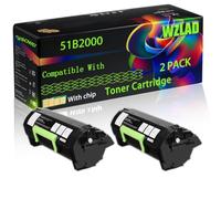 WZLAD 51B2000 Compatible for Lexmark Toner Cartridge (2BK) | 51B2000 Compatible for Lexmark Toner Cartridge with Chip MX317 MX317DN MX417 MX417DN MX517 MX517DE MX617 MX617DE Printers