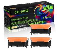 WZLAD 593-10493 593-10494 593-10495 593-10496 Compatible for Dell (3BK) | 593-10493 593-10494 593-10495 593-10496 Compatible for Dell Toner Cartridge with Chip 1230C 1230CN 1235C 1235cn Printers