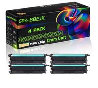 WZLAD 593-BBEJK Compatible for Dell Drum Unit with Chip C 2660dn C 3760n C 2665dnf C 3765dnf C Printers (4 Pack Black)