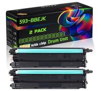 WZLAD 593-BBEJK Compatible for Dell Drum Unit with Chip C 2660dn C 3760n C 2665dnf C 3765dnf C Printers (2 Pack Black)