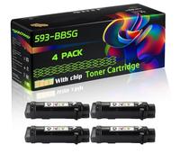 WZLAD 593-BBSG 593-BBS 593-BBRX 593-BBRY Compatible for Dell Toner Cartridge with Chip S2825cdn H625cdw Printers (4 Pack Black)