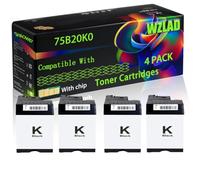 WZLAD 75B20K0 75B20C0 75B20M0 75B20Y0 Compatible for Lexmark Toner (4BK) | 75B20K0 75B20C0 75B20M0 75B20Y0 Compatible for Lexmark Toner Cartridges with Chip CS727de CS728de CX727de Printers