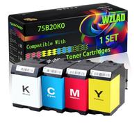 WZLAD 75B20K0 75B20C0 75B20M0 75B20Y0 Compatible for Lexmark Toner (BCMY) | 75B20K0 75B20C0 75B20M0 75B20Y0 Compatible for Lexmark Toner Cartridges with Chip CS727de CS728de CX727de Printers