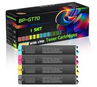 WZLAD BP-GT70 Compatible for Sharp Toner Cartridges with Chip BP-50C26 BP-50C55 BP-70C45 BP-50C31 Printers (4-Pack BK/C/M/Y)
