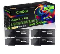 WZLAD C3760dn Compatible for Dell Toner Cartridge (4BK) | C3760dn Compatible for Dell Toner Cartridge with Chip C3760dn C3760dnf C3760n C3765dnf Printers