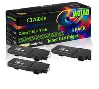 WZLAD C3760dn Compatible for Dell Toner Cartridges with Chip C 3700 Series C 3760 dn C 3760 n C 3765 Printers (3 Pack Black)