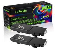 WZLAD C3760dn Compatible for Dell Toner Cartridges with Chip C 3700 Series C 3760 dn C 3760 n C 3765 Printers (2 Pack Black)