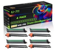 WZLAD IU-711 Compatible for Konica Minolta Drum+Developer Unit with Chip BizHub C654 C754 C654e Printers (4 Pack Black)