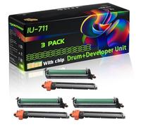 WZLAD IU-711 Compatible for Konica Minolta Drum+Developer Unit with Chip BizHub C654 C754 C654e Printers (3 Pack Black)
