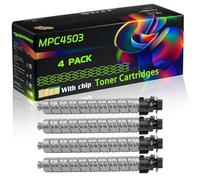 WZLAD MPC4503 Compatible for Ricoh Toner Cartridges with Chip MP C6003ZSP MP C4503ZASP MP C5503ZASP MP C4503ZSP MP Printers (4 Pack Black)