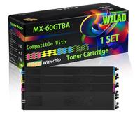 WZLAD MX-60GTBA MX-60GTCA MX-60GTMA MX-60GTYA Compatible for Sharp Toner Cartridge with Chip MX-4050 MX-4070 MX-4070N MX-5070N Printers (4-Pack BK/C/M/Y)